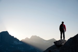 Hiker Looking Across Mountains